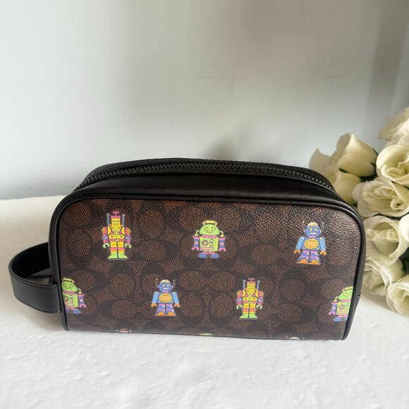 Coach CW199 Cosmic Small Travel Kit In Signature Coated Canvas W/ Robot Print